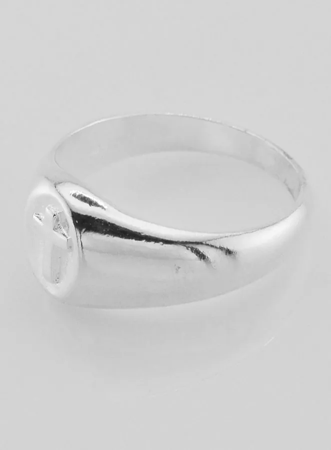 Zegel Ring Kruis Echt Zilver - Maat 62 (pic 3)
