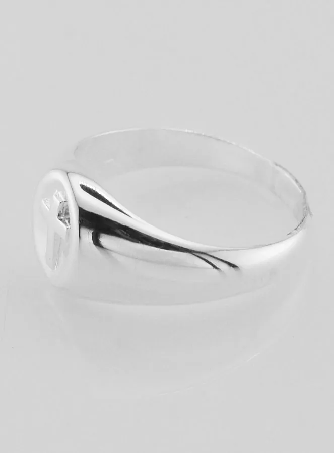 Zegel-ring Kruis Jezus Echt Zilver - Maat 60 (pic 3)
