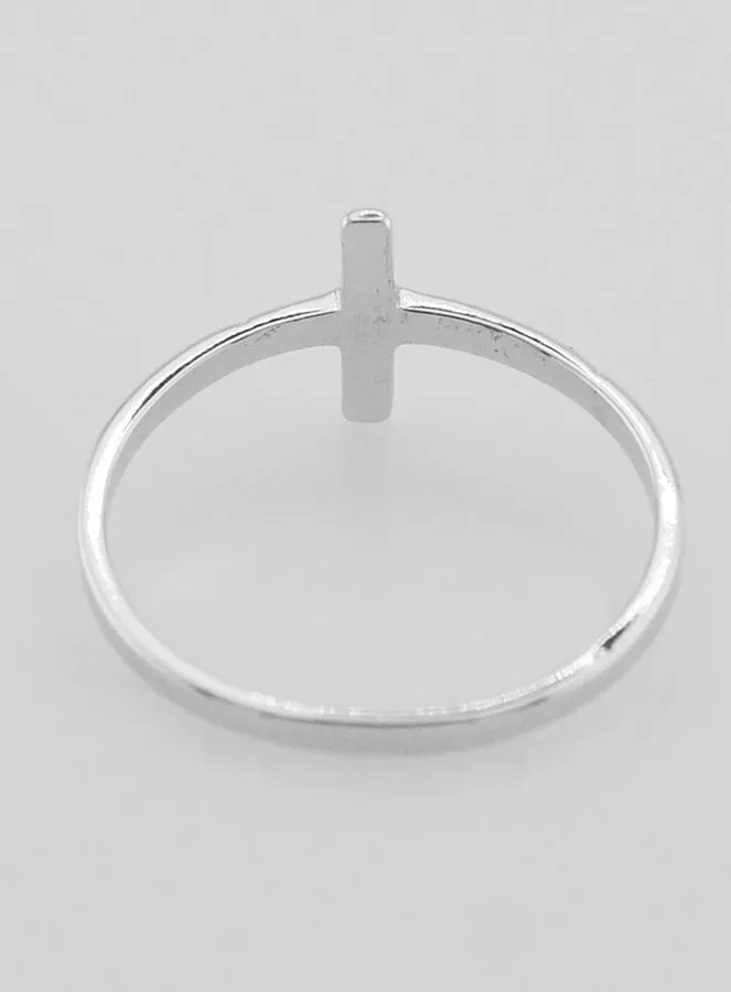 Ring Kruis en 1 Zirkonia - Echt Zilver - Maat 60 (pic 4)
