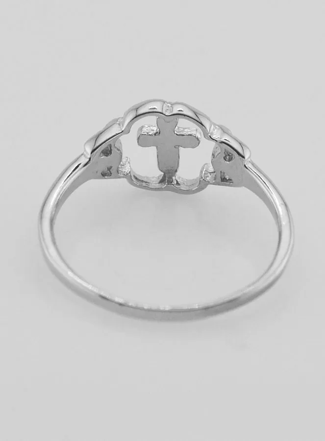 Ring Kruis en Bloem Echt Zilver - Maat 58 (pic 4)
