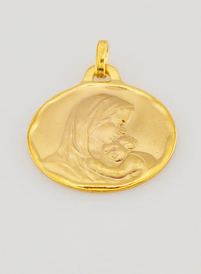 Gouden Doop Hanger Heilige Maagd Maria met Kind Jezus (pic 2)