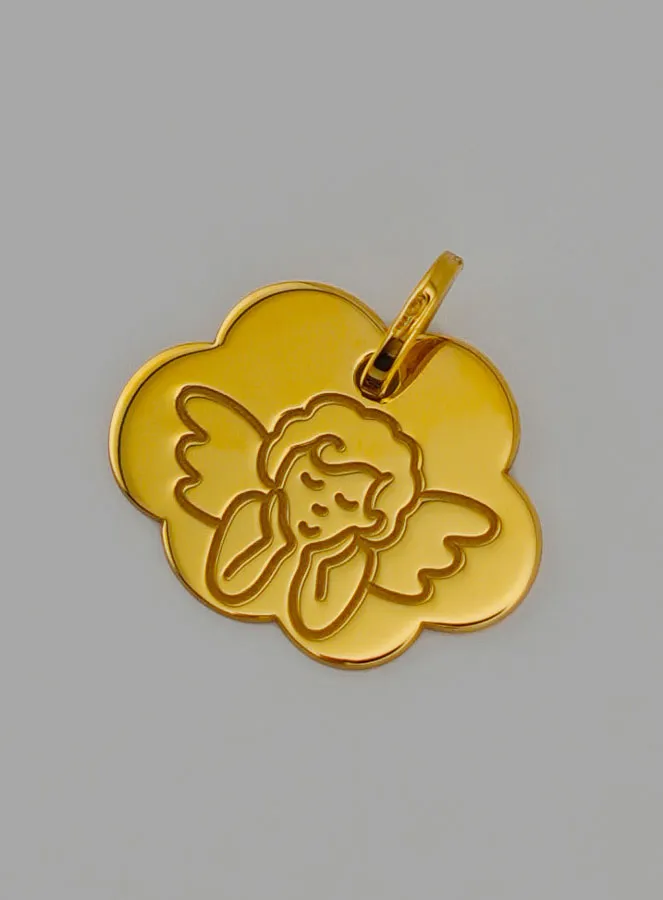 Hanger Bescherm Engel op Wolk Goud 375/000 (pic 3)