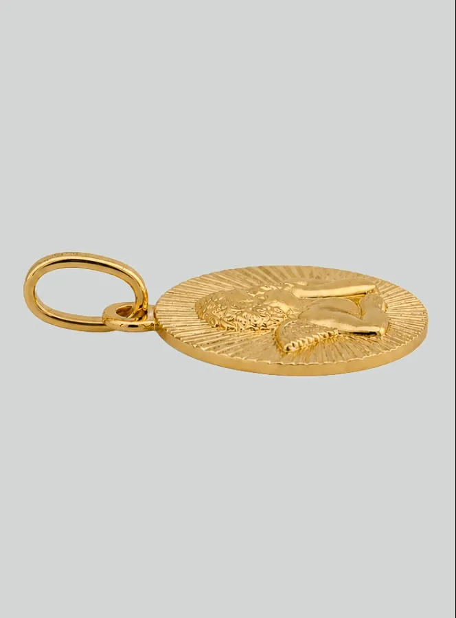 Medaille Bescherm Engel Goud 375/000 met Geslepen Stralen (pic 4)