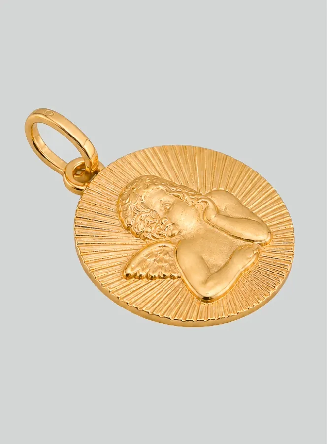 Doop Hanger Bescherm Engel Goud 375/000 (pic 2)