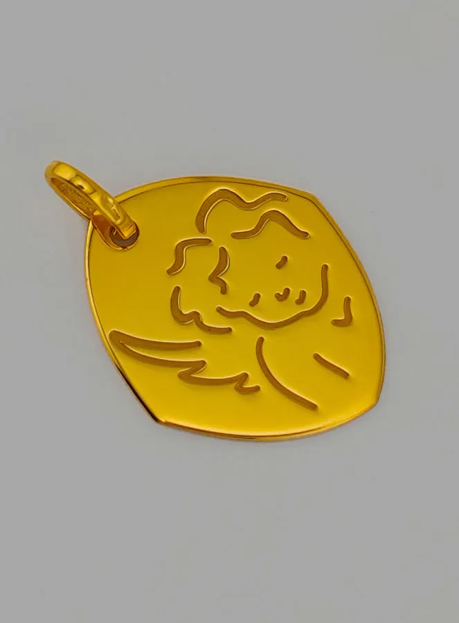 Hanger Beschermende Engel - Ruitvormig Goud 375/000 (pic 2)