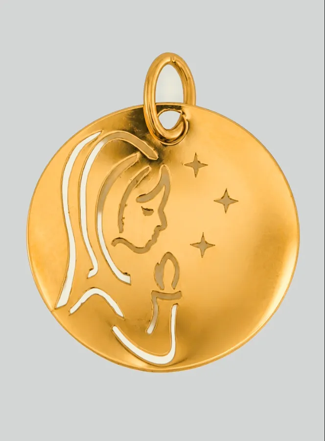 Hanger Maagd Maria Biddend met Sterren Goud 9 Krt (pic 3)