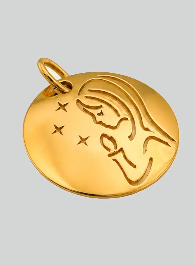 Gouden Doop Medaillon Heilige Maria Biddend met Sterren (pic 2)
