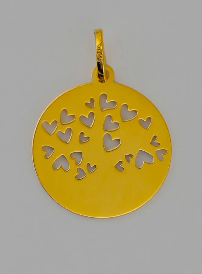 Gouden Doop Medaillon Levens-Boom met Rood Hart Goud (pic 4)