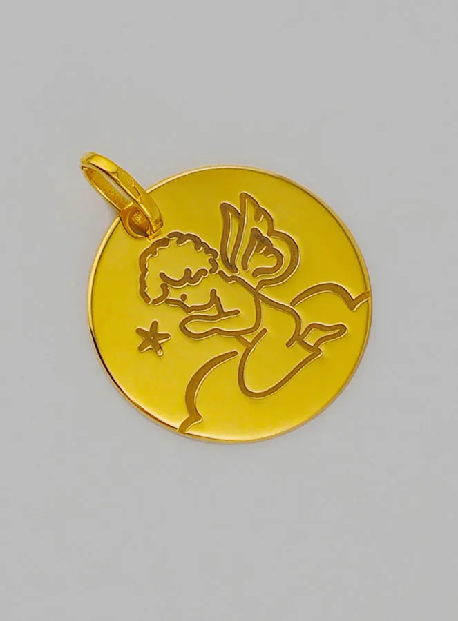 Hanger Beschermengel Biddend Goud 375/1000 (pic 2)
