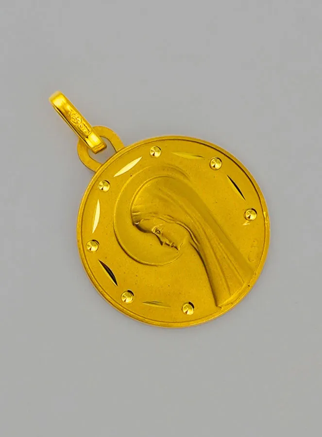 Medaille Profiel Maria met Sluier Goud 9 Karaat (pic 2)