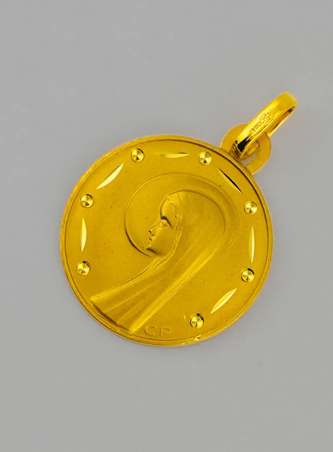 Medaille Profiel Maria met Sluier Goud 9 Karaat (pic 3)