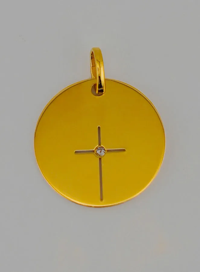 Medaille Kruis Jezus Filigraan Goud en 1 Diamant (pic 4)