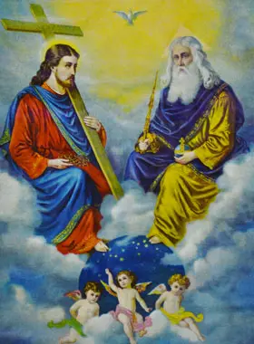 Kaart Vormsel - De Heilige Drievuldigheid of Triniteit met Engelen (pic 1)