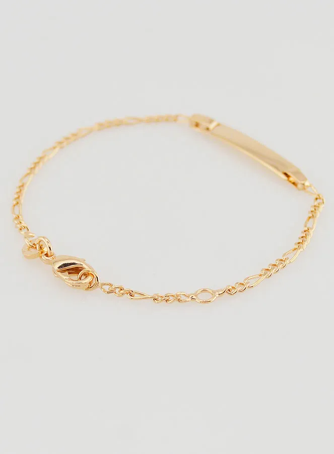 Doop Armbandje Baby 18k Verguld - Figaro Schakel (pic 4)
