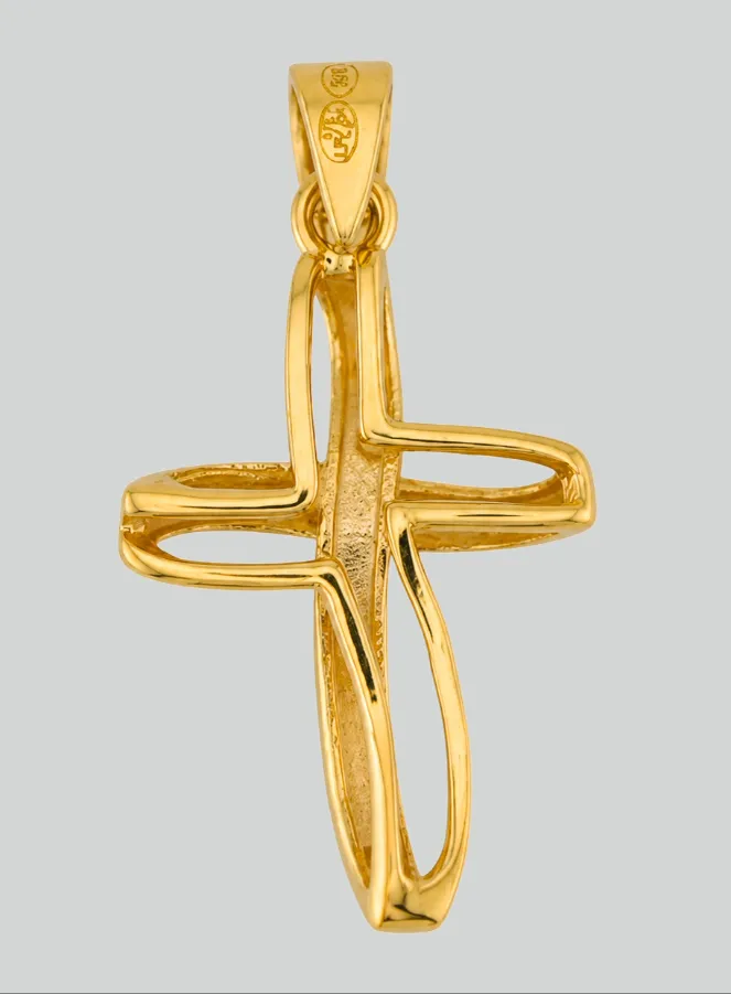 Kruis Hanger Filigraan Gevlochten Geel Goud (pic 3)