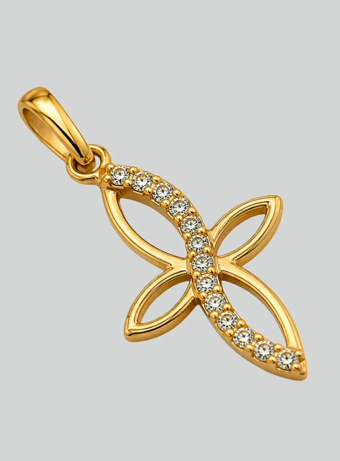 Kruisje Opengewerkt Echt Geel Goud & Diamanten (pic 4)