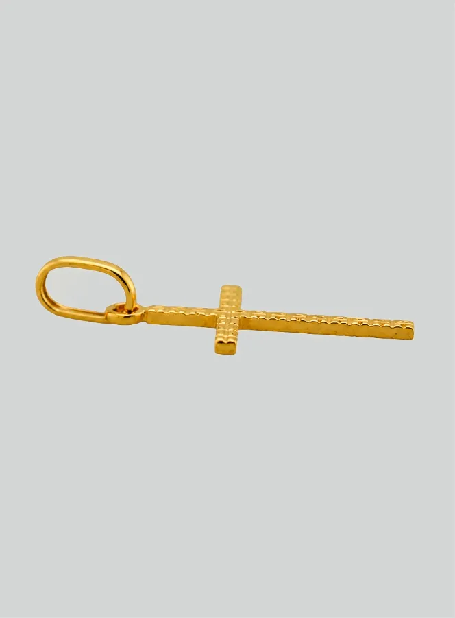 Hanger Kruis Bewerkt Geelgoud (pic 4)