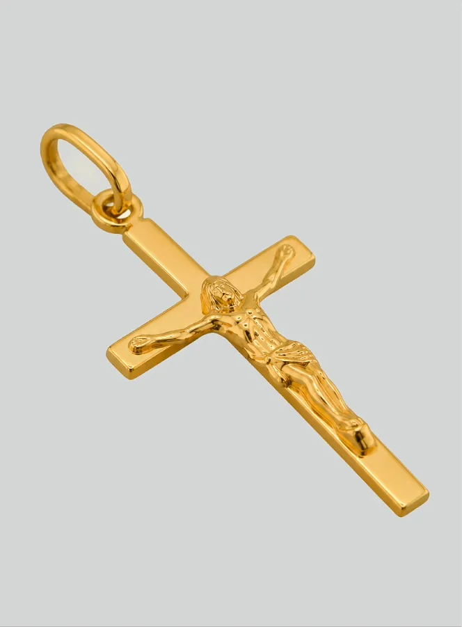 Hanger Kruis met Jezus Christus Geel Goud (pic 2)