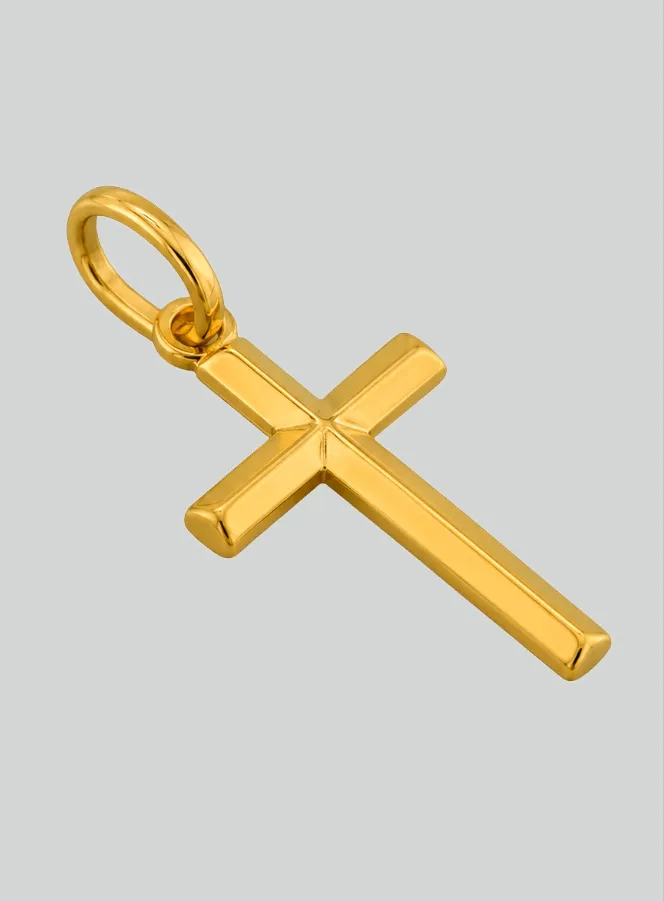 Hanger Kruis Gewelfd Geel Goud (pic 2)