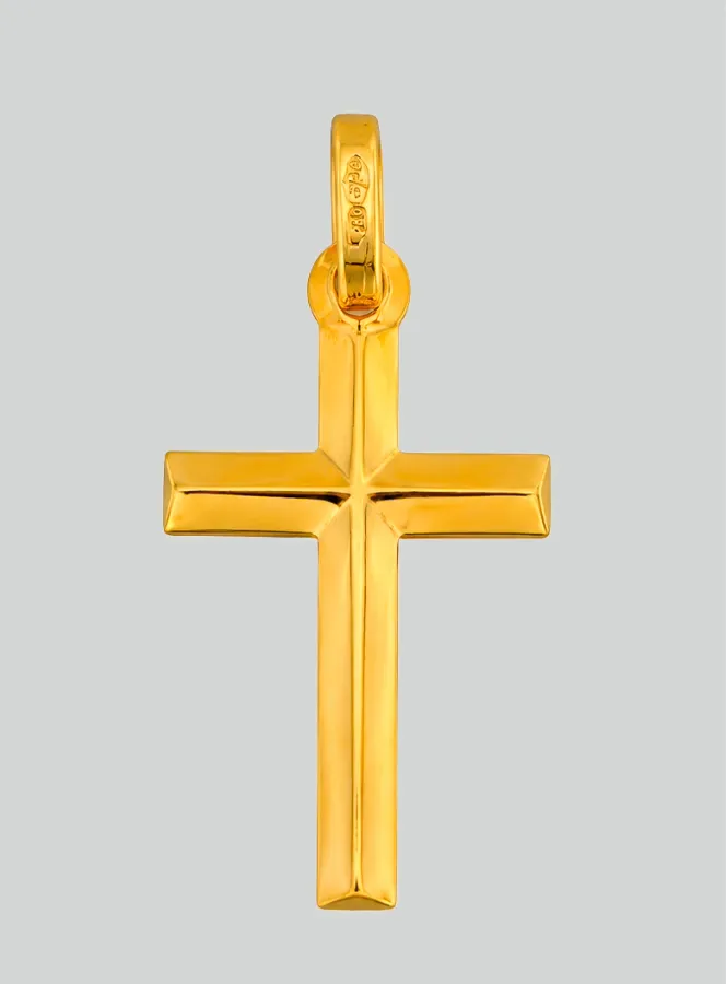 Hanger Kruis Gewelfd Geel Goud (pic 3)