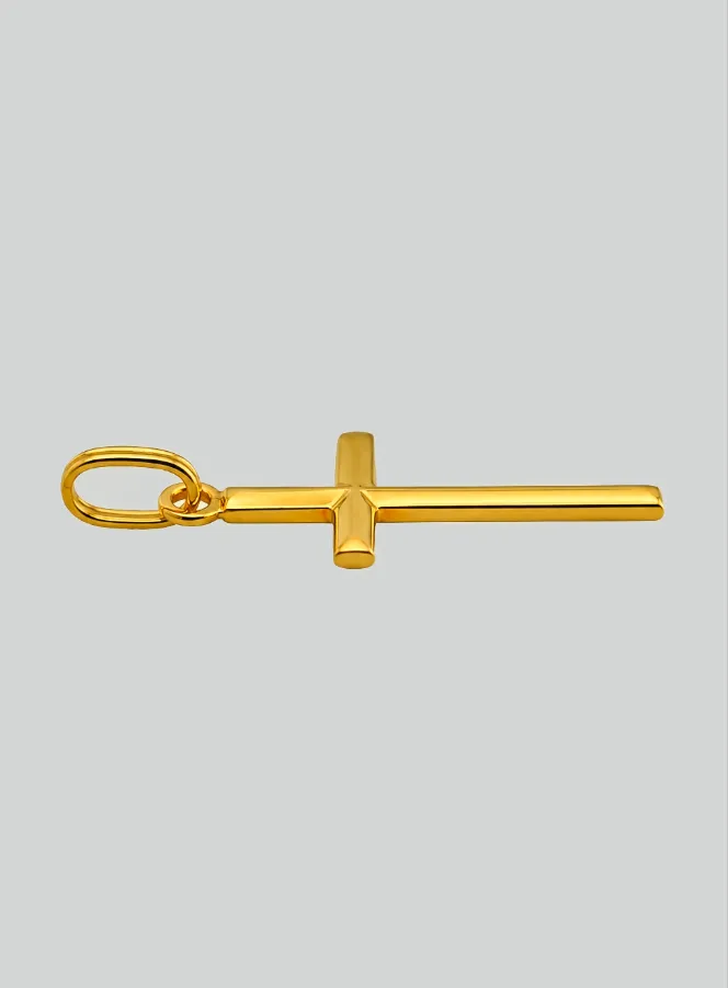 Hanger Kruis Gewelfd Geel Goud (pic 4)