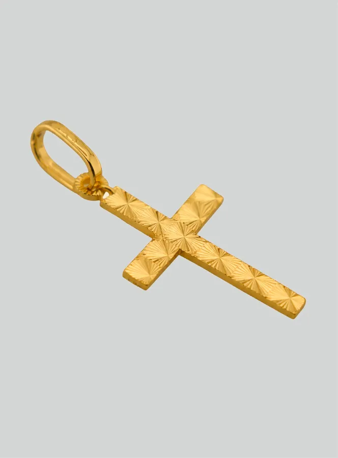Hanger Kruisje Geelgoud Bewerkt (pic 2)