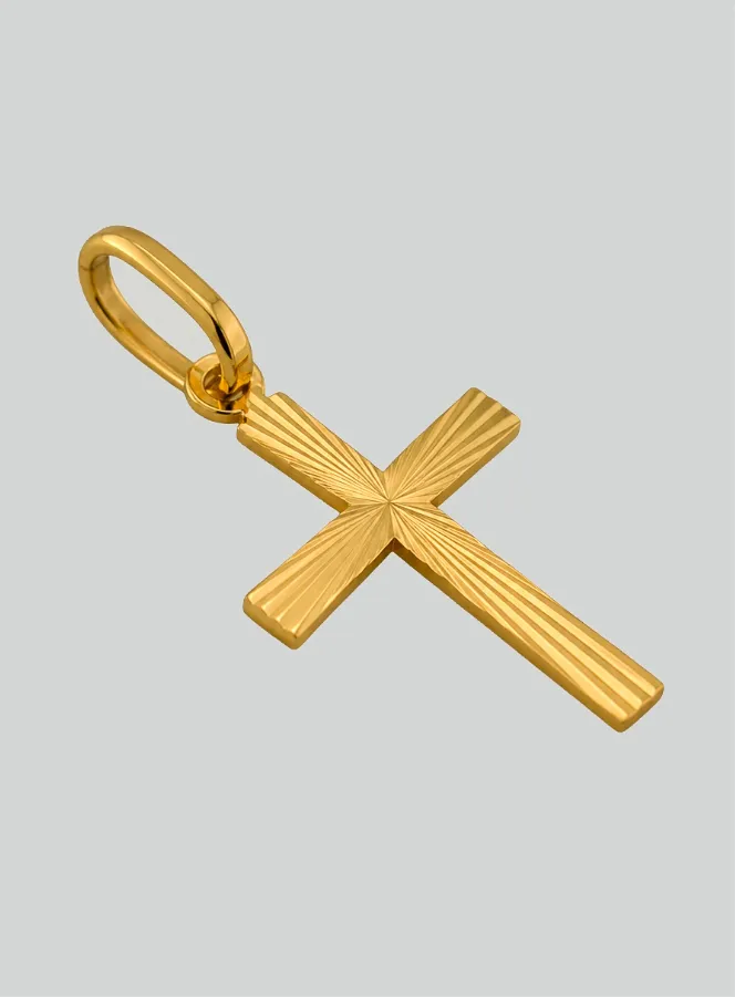 Hanger Kruisje Geelgoud Bewerkt (pic 4)