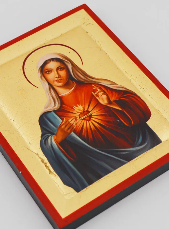 Byzantijnse Ikoon Heilig Hart van Maria Handgemaakt - 13 cm (pic 3)