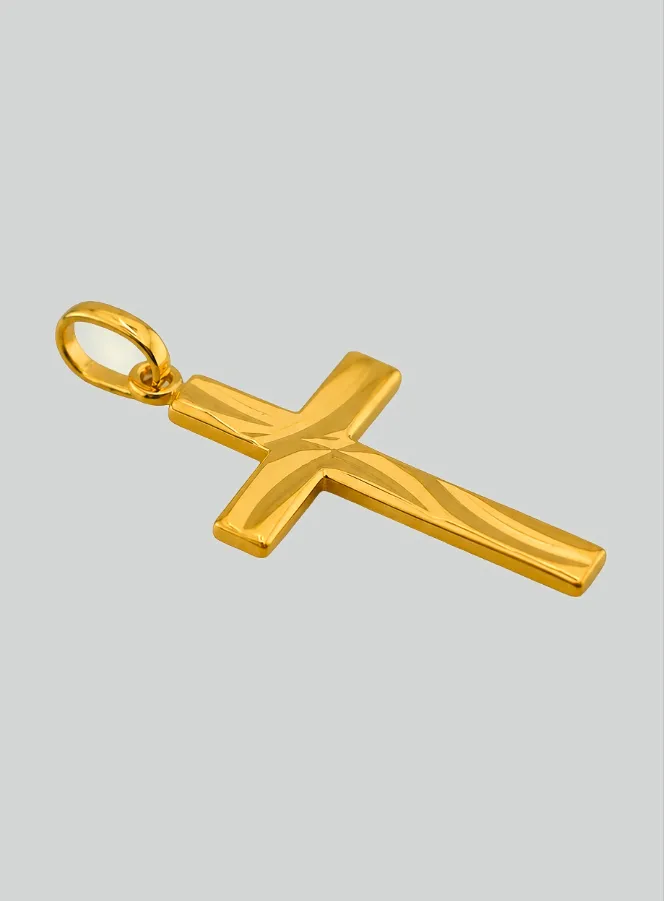 Hanger Kruis van Christus Bewerkt - Geel Goud (pic 2)