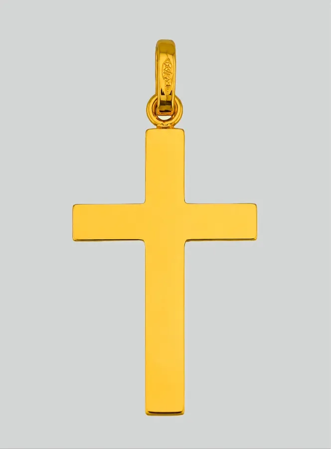 Hanger Kruis van Christus Bewerkt - Geel Goud (pic 3)