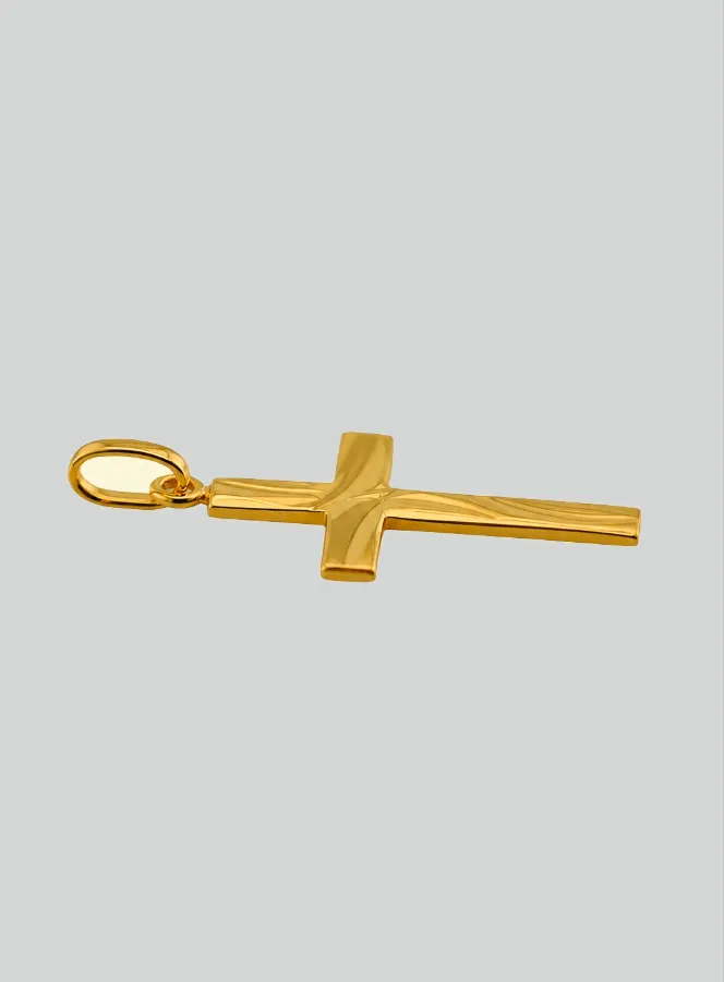 Hanger Kruis van Christus Bewerkt - Geel Goud (pic 4)