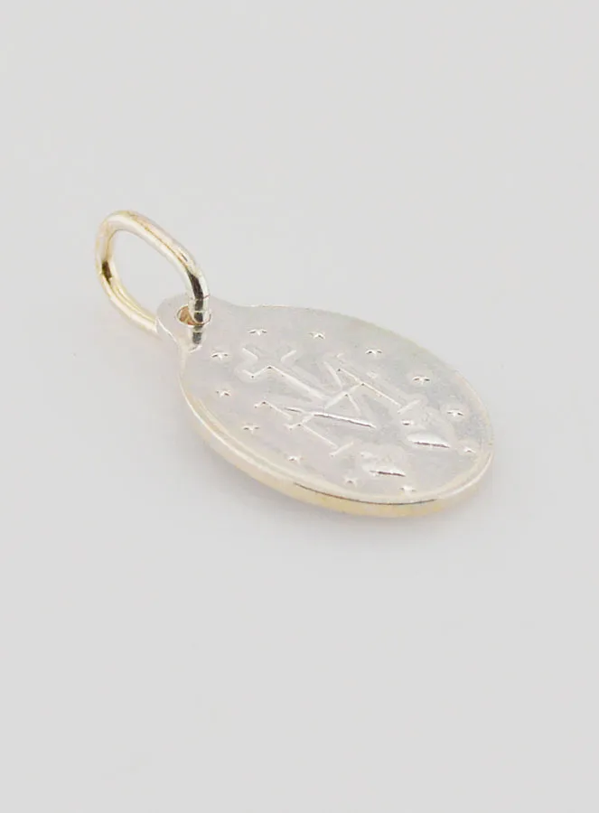 Hanger Maria Wonderdadige Medaille Zilverkleurig - Emaille Blauw - 15 mm (pic 4)