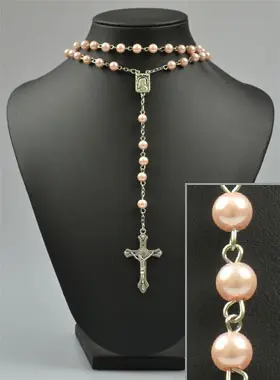 Rozenkrans Ketting Modieus Trendy Roze Parels (pic 1)