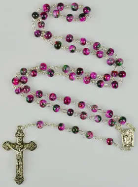 Rozenkrans met Lourdes Water - Parelmoer Roze (pic 1)
