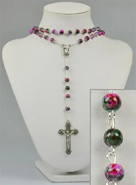 Rozenkrans met Lourdes Water - Parelmoer Roze (pic 3)