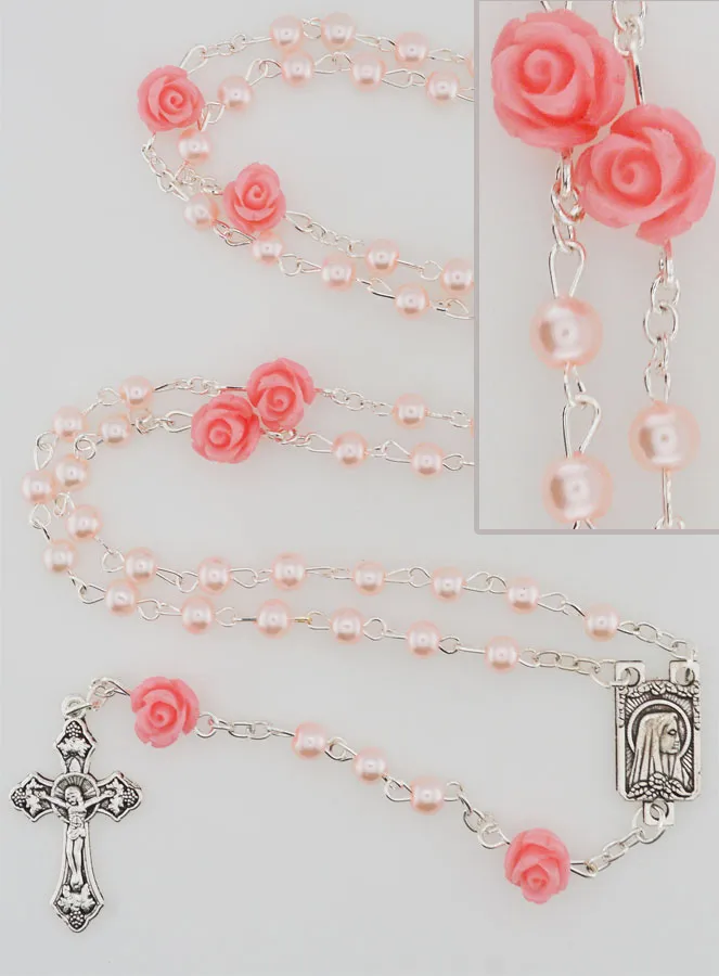 Rozenkrans Collier Modieus Parelmoer Roze (pic 1)