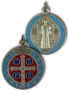 Medaille Heilige Benedictus Metaal Zilverkleurig - 30mm (pic 1)