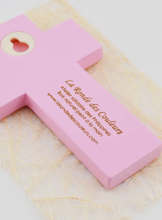 Kruis Kind Hout Water van de Doop - Roze (pic 4)