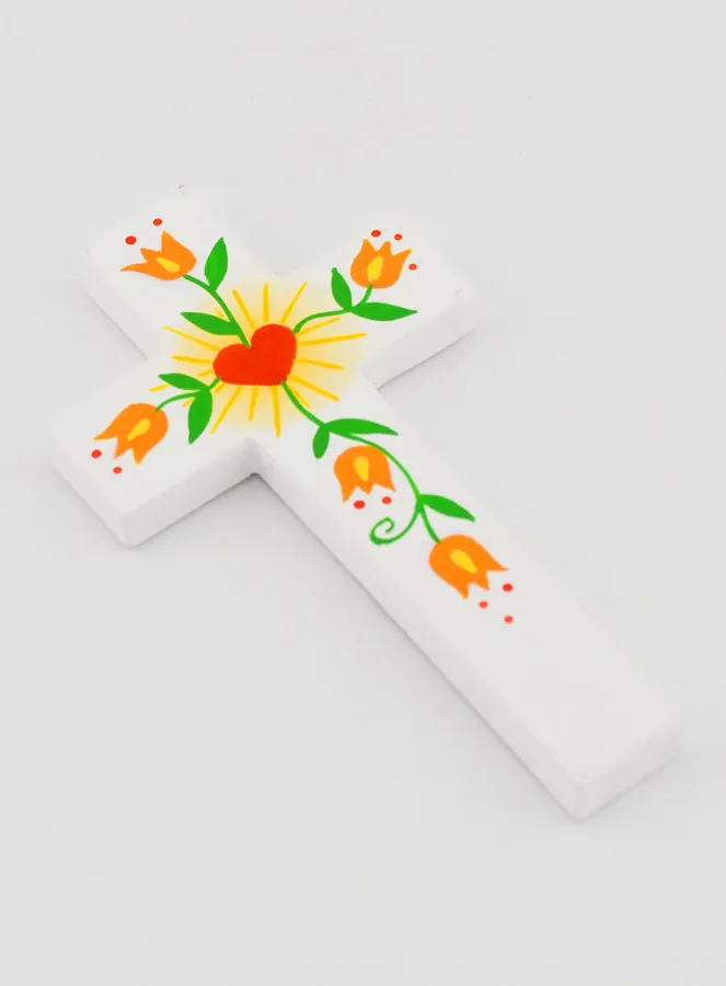 Houten Kruis - Hart van de Liefde & Oranje Bloemen (pic 3)