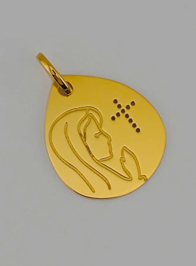 Medaille Heilige Maagd Maria met Sluier en Kruis Goud (pic 2)