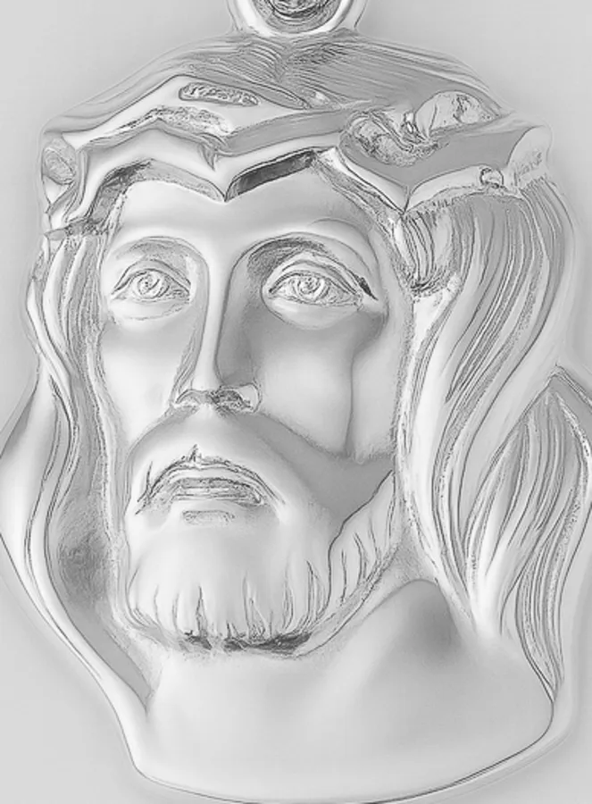 Hanger Nugget Gezicht Jezus met Doornenkroon - 925/000 Zilver (pic 2)