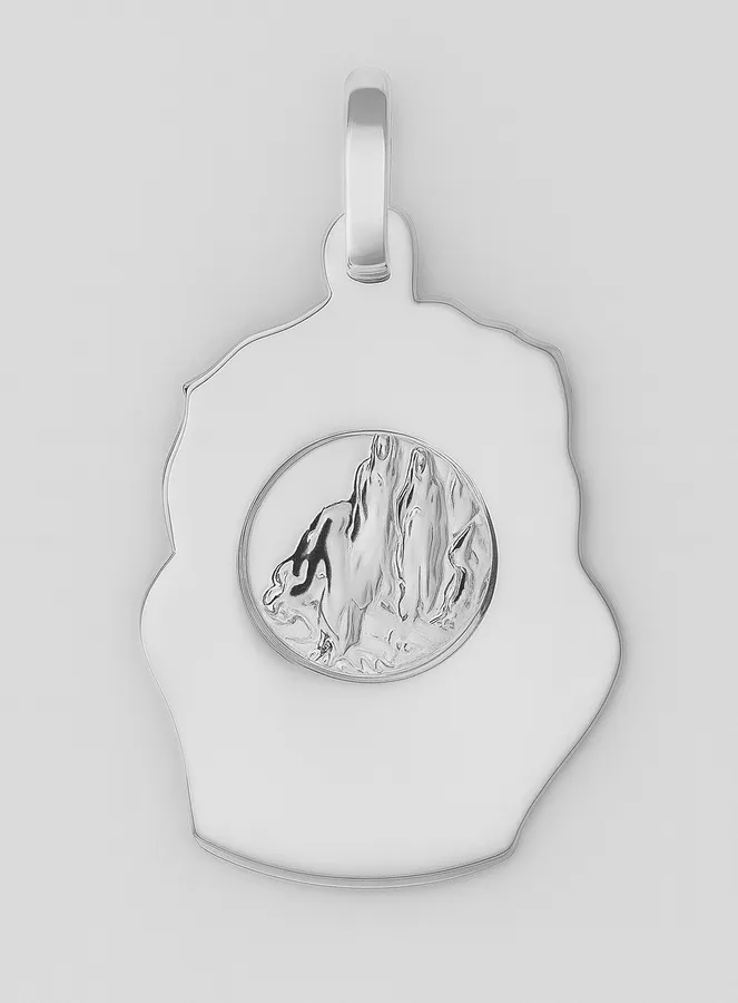 Hanger Nugget Gezicht Jezus met Doornenkroon - 925/000 Zilver (pic 3)