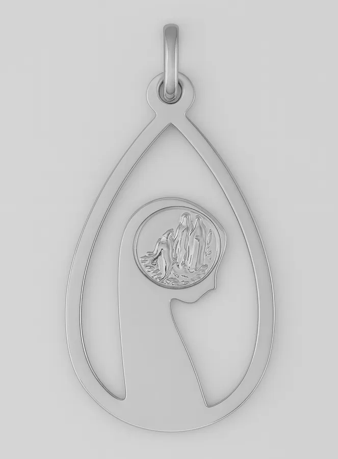 Hanger Profiel Heilige Maagd Maria - Zilver 925/000 (pic 3)