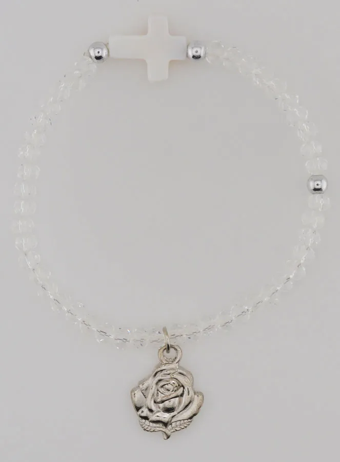 Religieuze Armband Kristal en Parelmoer Kruisje (pic 1)