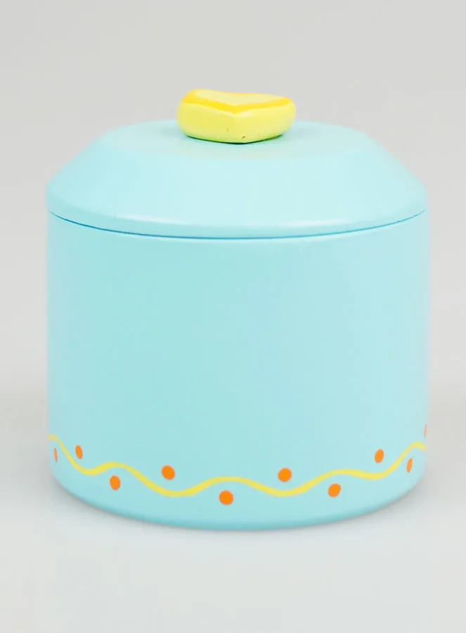 Rozenkrans Doosje Hout - Blauw met Geel Hartje (pic 4)