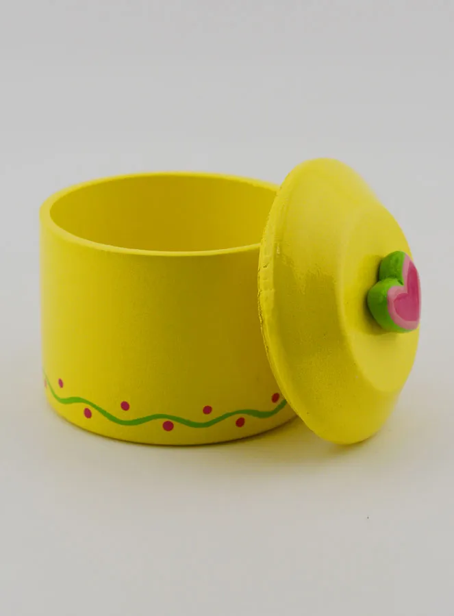 Rozenkrans Doosje Hout - Geel met Roze Hart (pic 4)