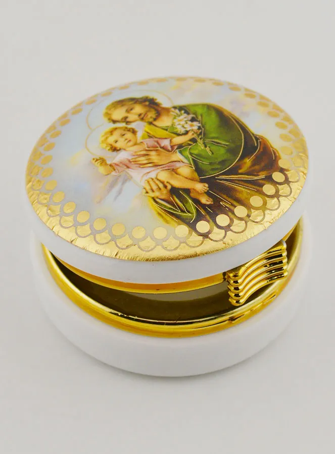 Hostie Doosje Afbeelding Heilige Jozef met het Kind Jezus - 5 cm (pic 4)