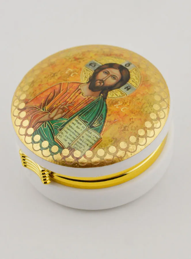 Hostiedoosje Afbeelding Jezus Pantocrator - 5 cm (pic 4)
