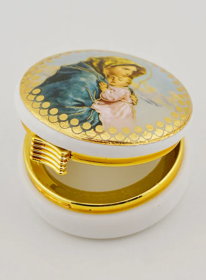 Hostiedoosje Afbeelding Heilige Maagd Maria met Kind - 5 cm (pic 4)
