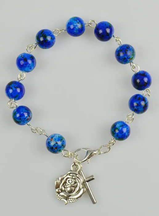 Tientje Rozenkrans Armband Parelmoer Kralen Blauw - 8mm (pic 2)